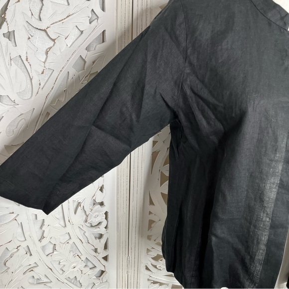 Eileen Fisher Black Irish Linen Topper - Picture 2 of 6